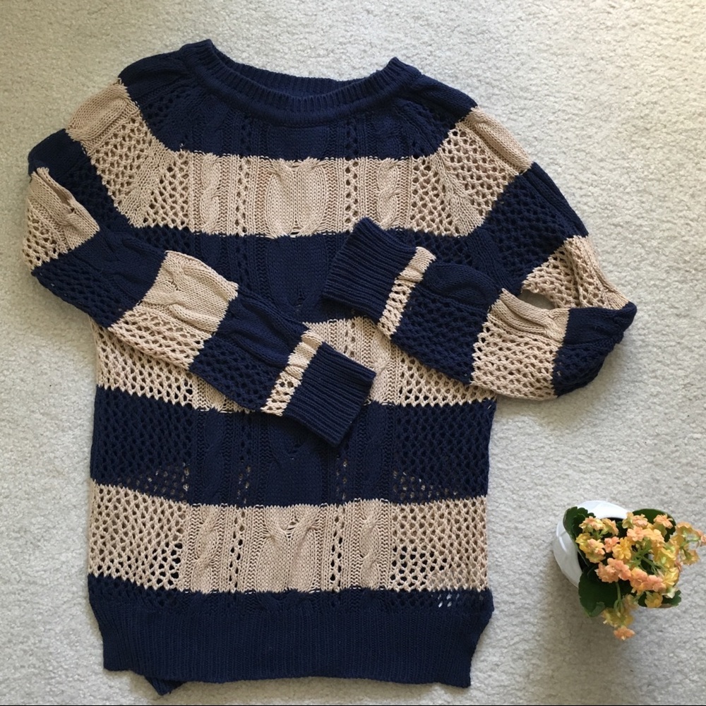 Urban Outfitters open stitch rugby stripe sweater